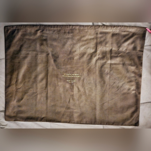 HUGE XL Kate Spade Drawstring Dust Bag Cover Pouch Pink Brown Handbag Purse Tote - Picture 3 of 6